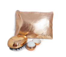 Load image into Gallery viewer, Neceser Plano Rosa Metalizado+ Bálsamo Labial + Cepillo