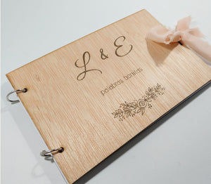 Libro Firmas Novios. Madera. Personalizable