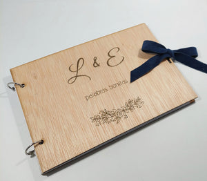 Libro Firmas Novios. Madera. Personalizable