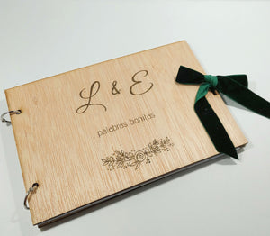 Libro Firmas Novios. Madera. Personalizable