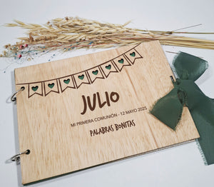 Libro Firmas Comunión Banderín. Personalizable