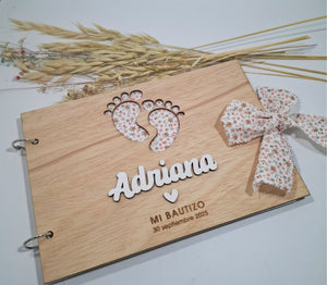 Libro Firmas Bautizo Huellas. Personalizable